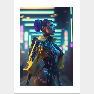 Cyperpunk Asian Beauty with Futuristic Cityscape - Ultra Realistic Posters and Art